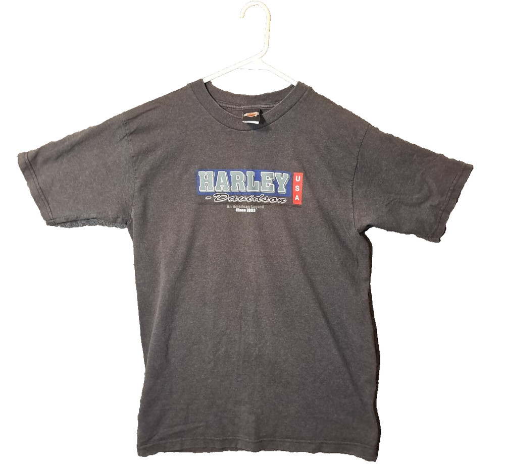 Vintage Harley-Davidson Black Graphic T-shirt 90s Biker Size Large