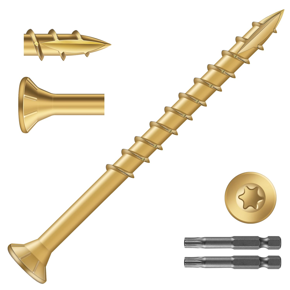 9x2.5 Inch Deck Screws 930Pcs 10Lb Exterior Wood Screws Carbon Steel Tan Coated