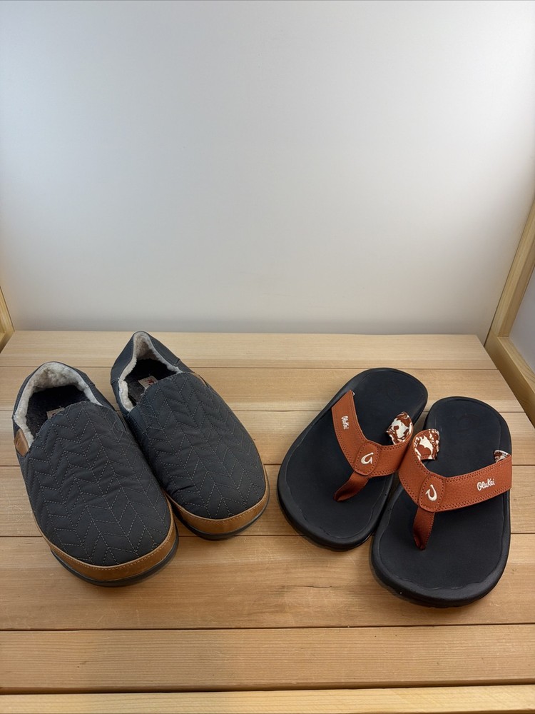 Olukai Men’s Shoe Bundle HanoHano Slip Ons & Ohana FlipFlops Sz 10 Sample OK130