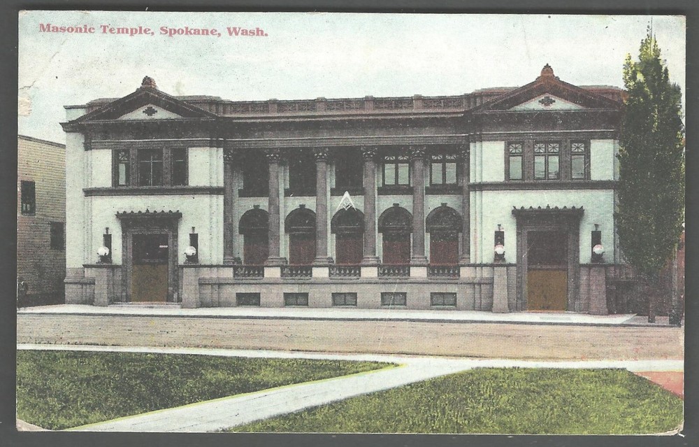 SPOKANE WASHINGTON Masonic Temple 1911 Spokane Postcard Co Divided Back Postcard