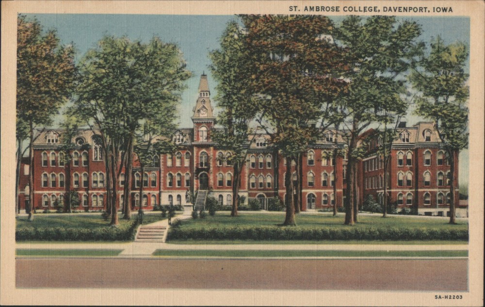 Davenport, Iowa IA St. Ambrose College Teich Original Vintage Postcard