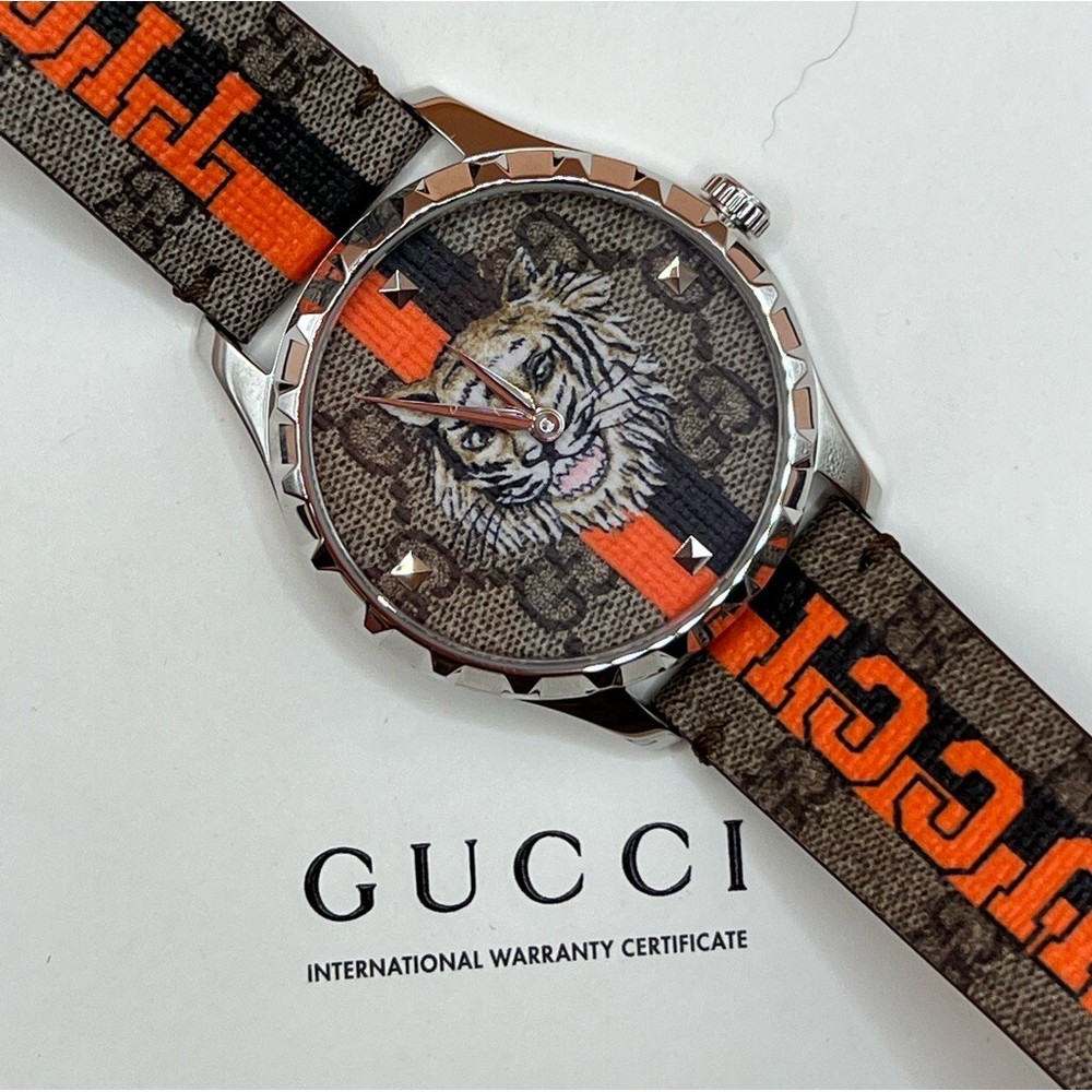 Gucci G Timeless Tiger Watch with Gold-Tone Case