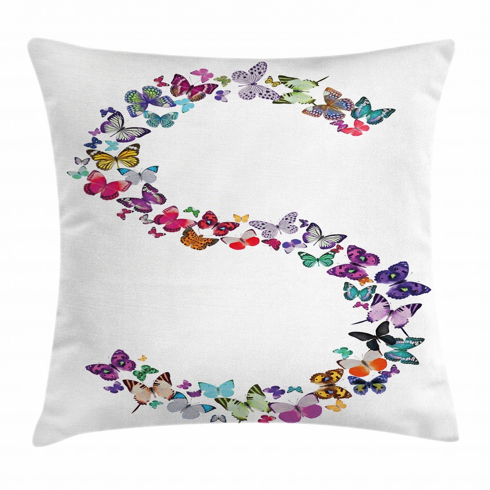 Letter S Square Cushion Cover 18 Inches - Stylish Throw Pillow Case
