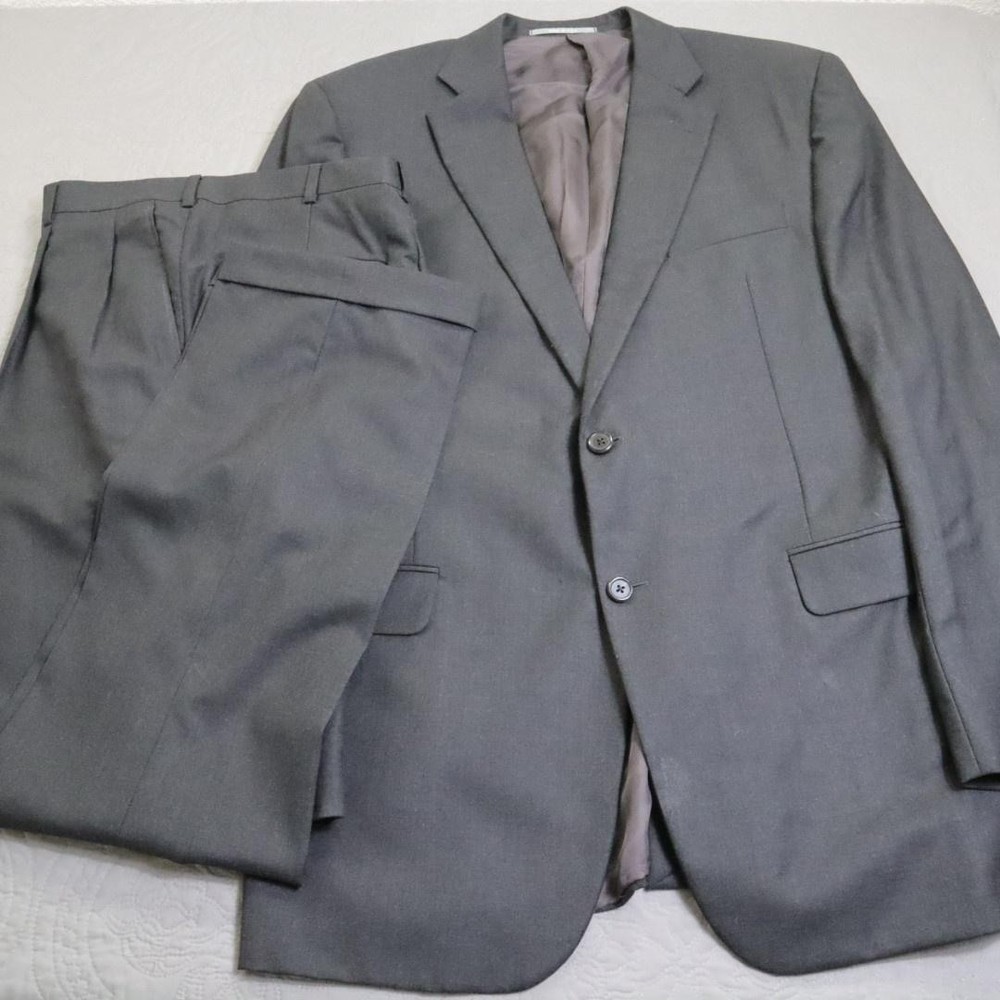 Hickey Freeman Loro Piana Wool Suit Mens 44 Long 38x34 Gray 2 Piece Tasmanian