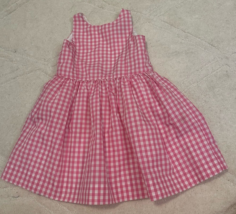 Polo Ralph Lauren Girls  Pink White Check  Back Buttons Dress Size 4T