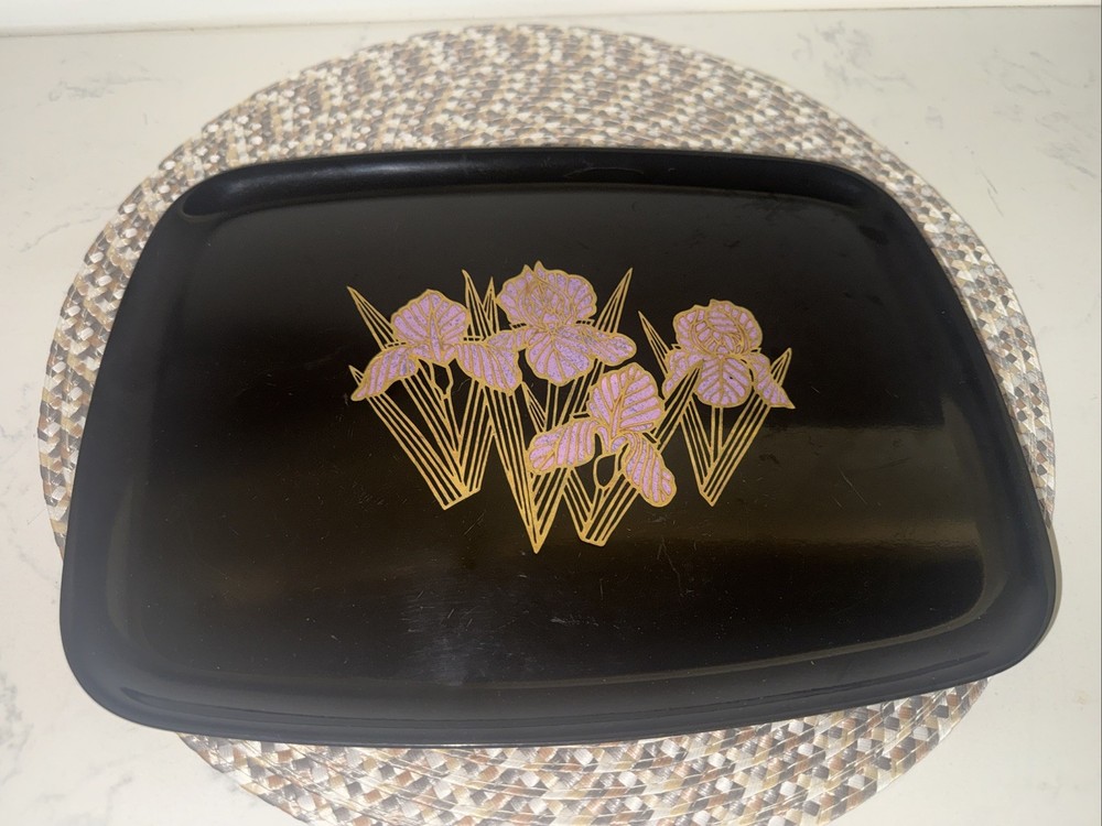 Vintage Couroc Of Monterey Purple Iris Serving Tray
