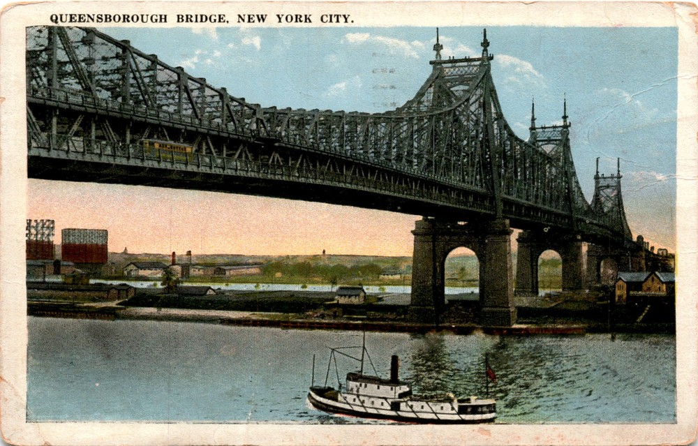 QUEENSBOROUGH BRIDGE, NEW YORK CITY, EAST RIVER, BLACKWELLS Postcard