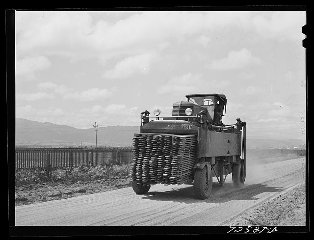 Photo:Salinas California 1942 Duckboards Guayule Nursery Machine Transport