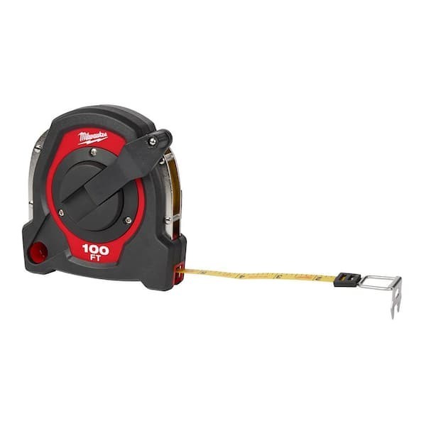 Milwaukee 100 ft. Closed Reel Long Tape Measure Grime Guard Steel Blade NEW