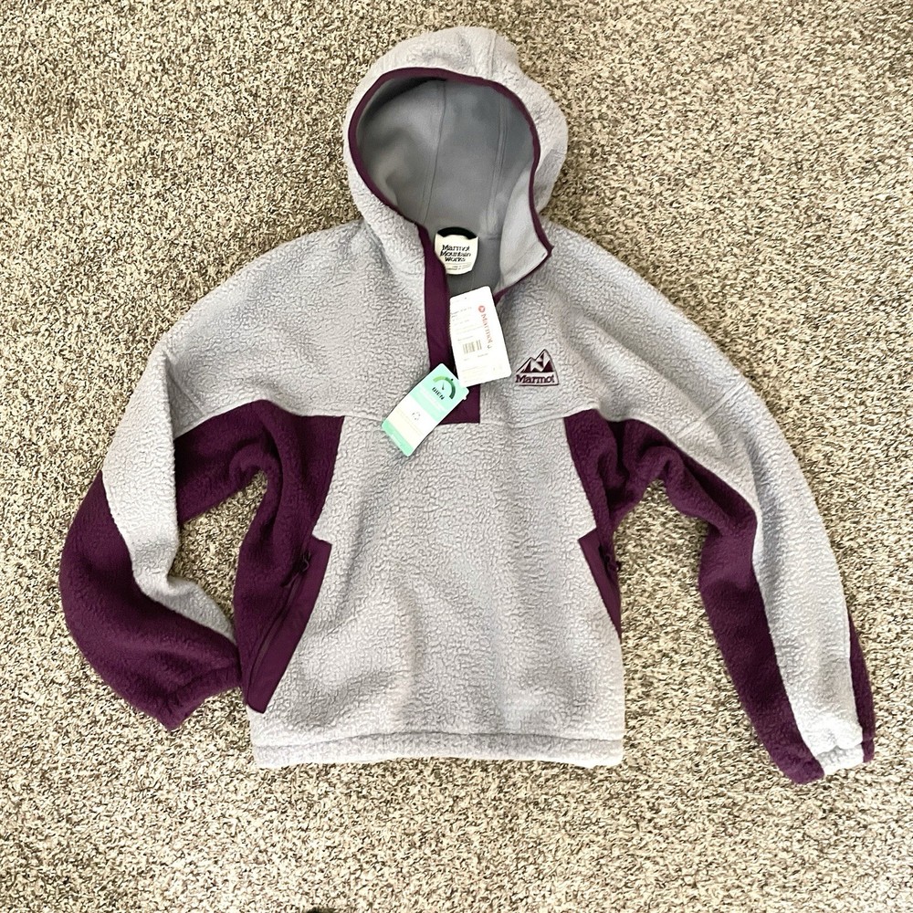 MARMOT Men's Super Aros Fleece Hoody Jacket, Sleet/Purple Fig, Medium