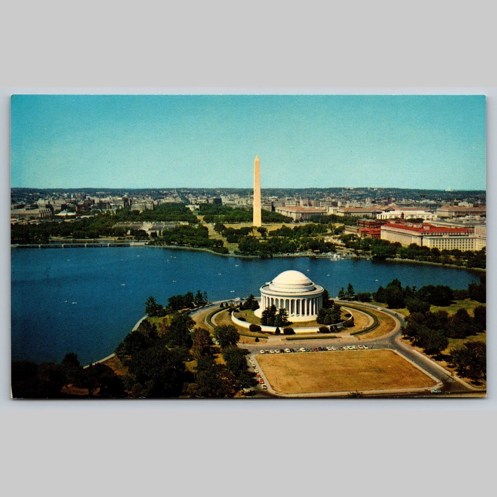 Postcard Aerial View Washington D.C. Jefferson Memorial