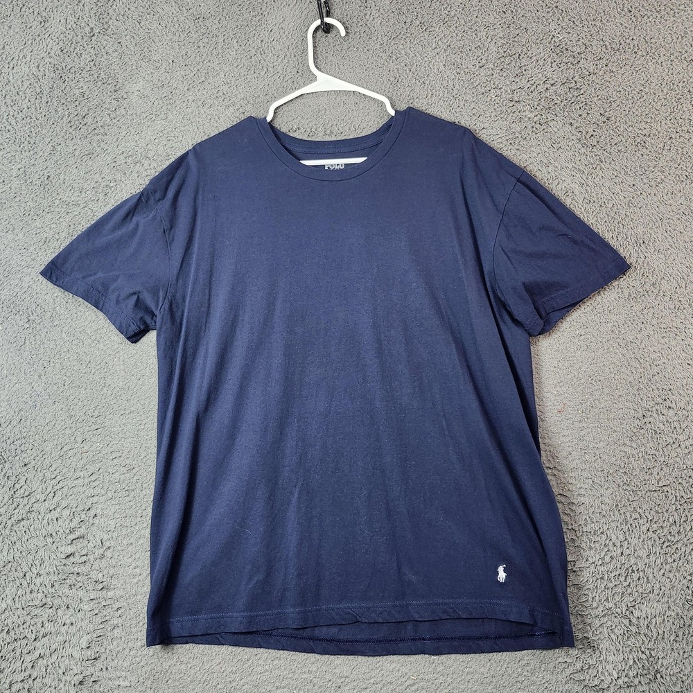 Polo Ralph Lauren Shirt Mens XL Navy Blue Classic Fit Pony Logo Crewneck Cotton