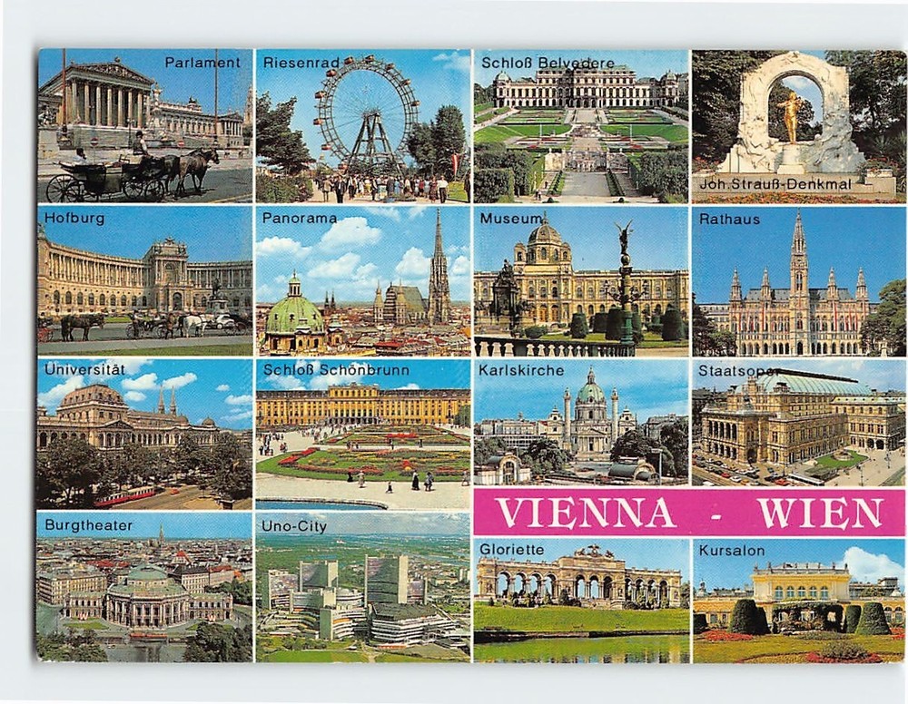 Postcard Famous Places At Vienna Austria