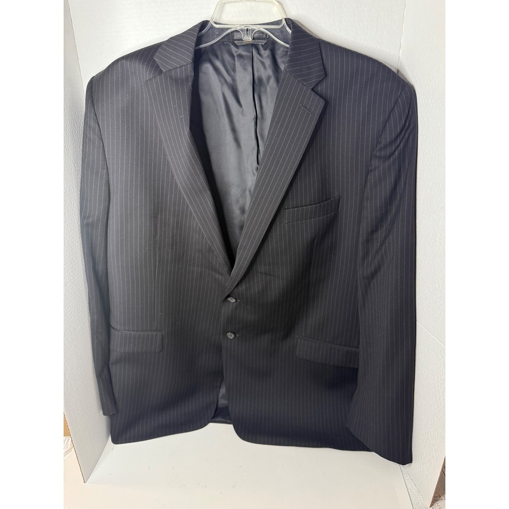 Lauren Ralph Lauren Mens 48R Black Pinstripe Two Button Wool Suit Blazer