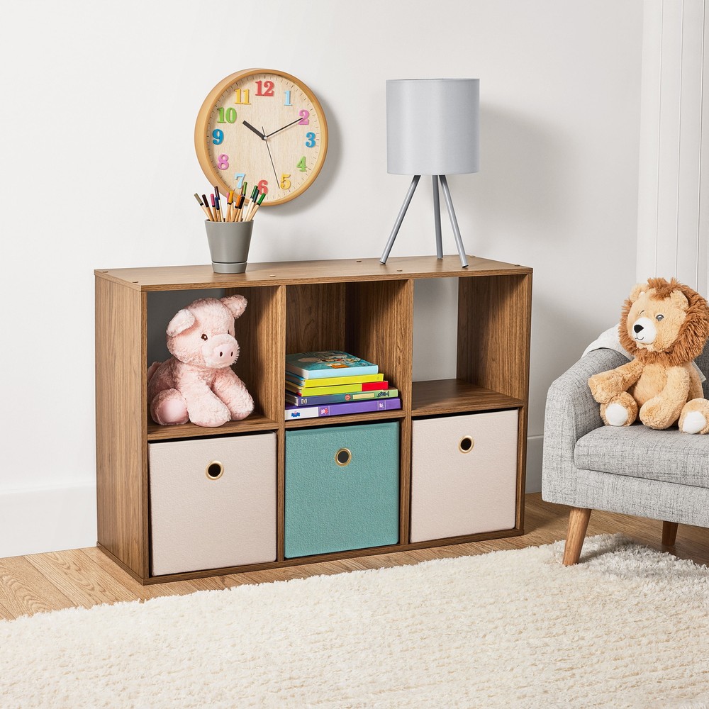 Mainstays 11-Inch 6-Cube Storage Organizer in Warm Walnut Finish