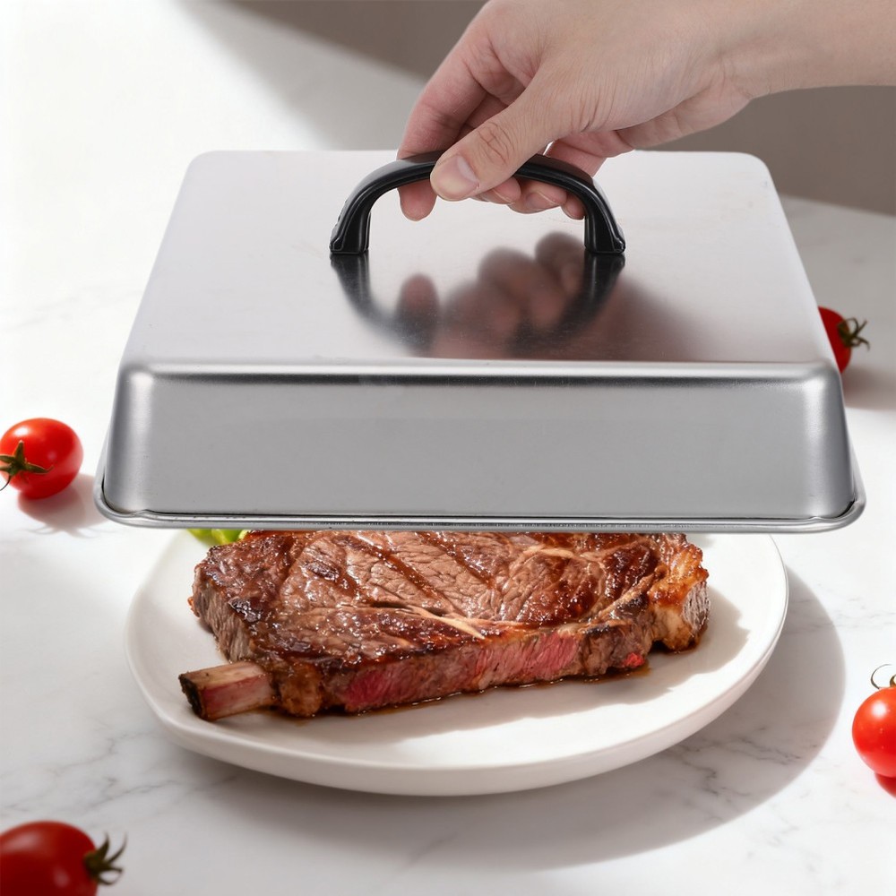 Stainless Steel Steak Cover Melting Dome Food Lid Griddle Basting