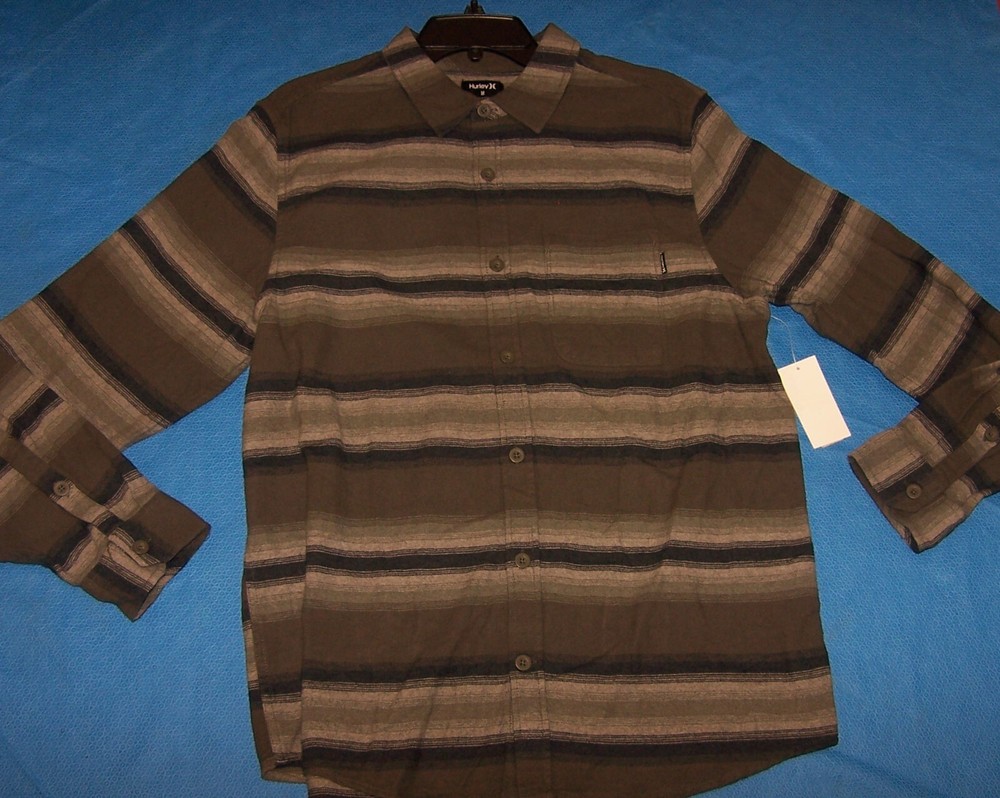 Size M Mens Long Sleeve Hurley Organic Cotton Flannel Shirt (Plaid)