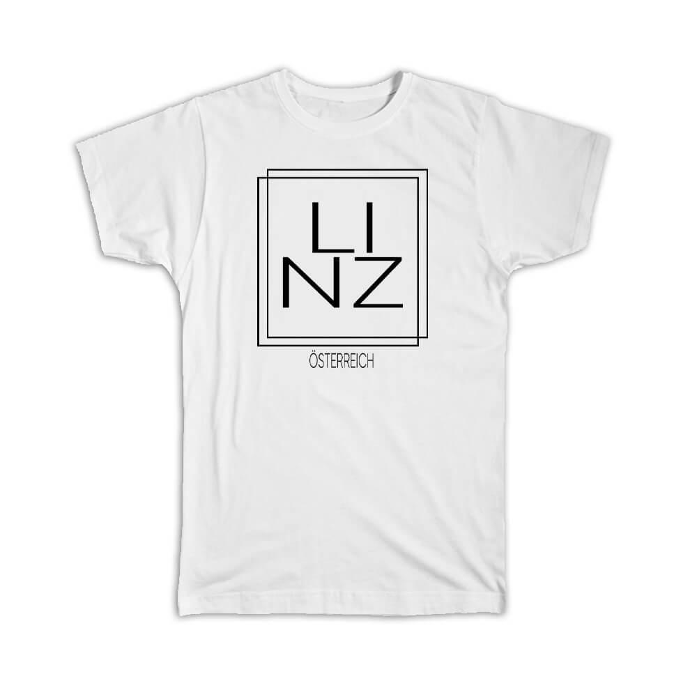 Gift T-Shirt : LINZ Austria Square Modern Minimalist Font