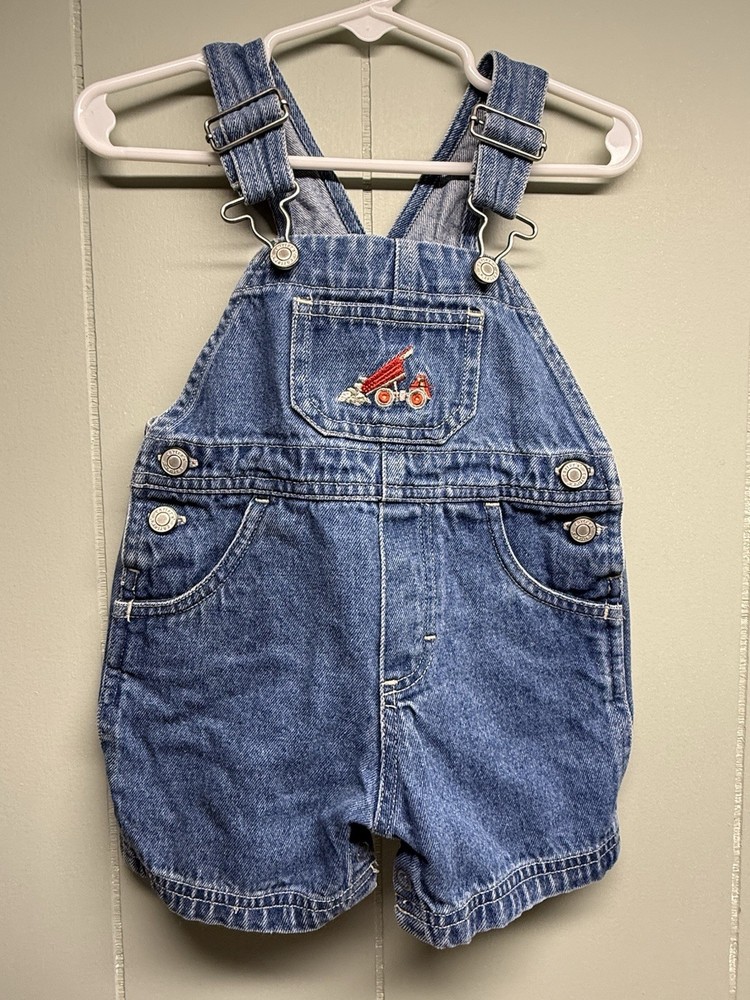 Vintage Y2K Carters Size 9-12 Month Denim Shortalls Overalls Embroidered