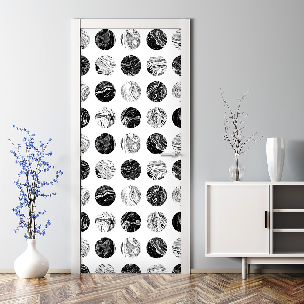 Geometric Moon Bubble-Free Door Decal Simple Patterned Sticker