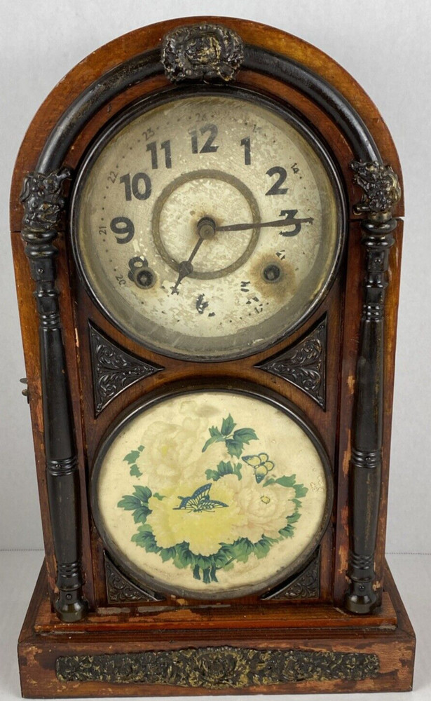 Antique Shelf/Cottage/Mantel Clock With Columns By Te Shun Hsing (Chinese)