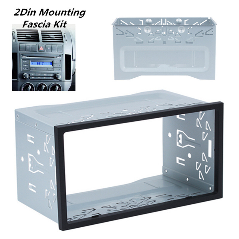Double 2Din Radio Stereo Install Bezel Panel Mount Dash Kit Fit For Car SUV