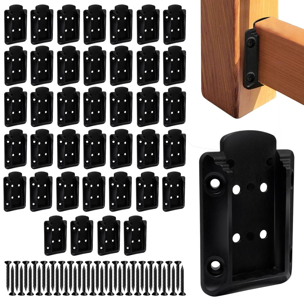 40pcs Black Deck Railing Connector Brackets for 2x4 Wood Posts