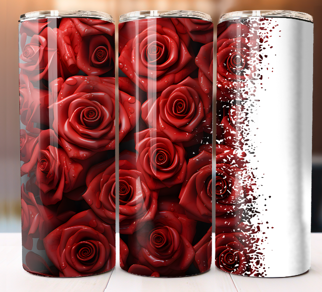 Red Roses Add Your Name Cup Tumbler Mug 20 oz Stainless Steel Custom Design