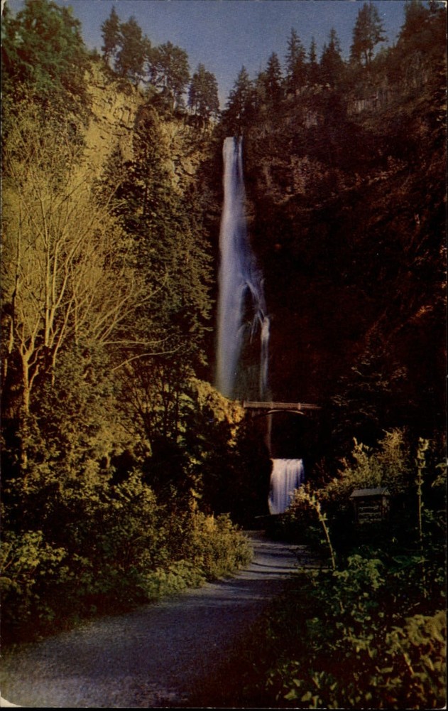 Troutdale Oregon Multnomah Falls Columbia Gorge scenic unused vintage postcard
