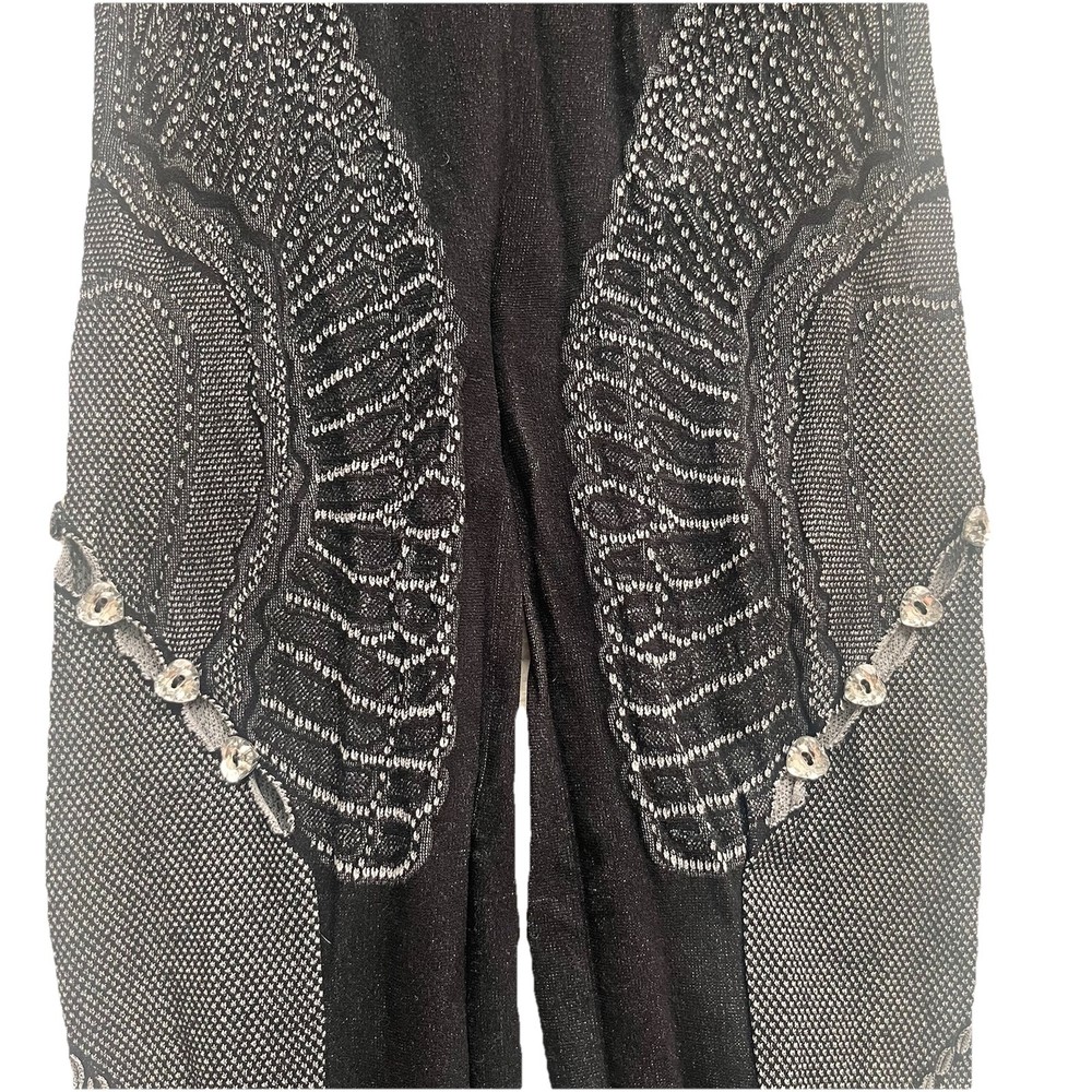 Mesh leggings women's medium Rhinestone Embellished Black goth whimsy