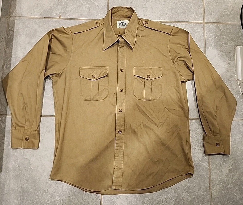 Vtg Woolrich Military Safari Button Down Fits XL-2XL