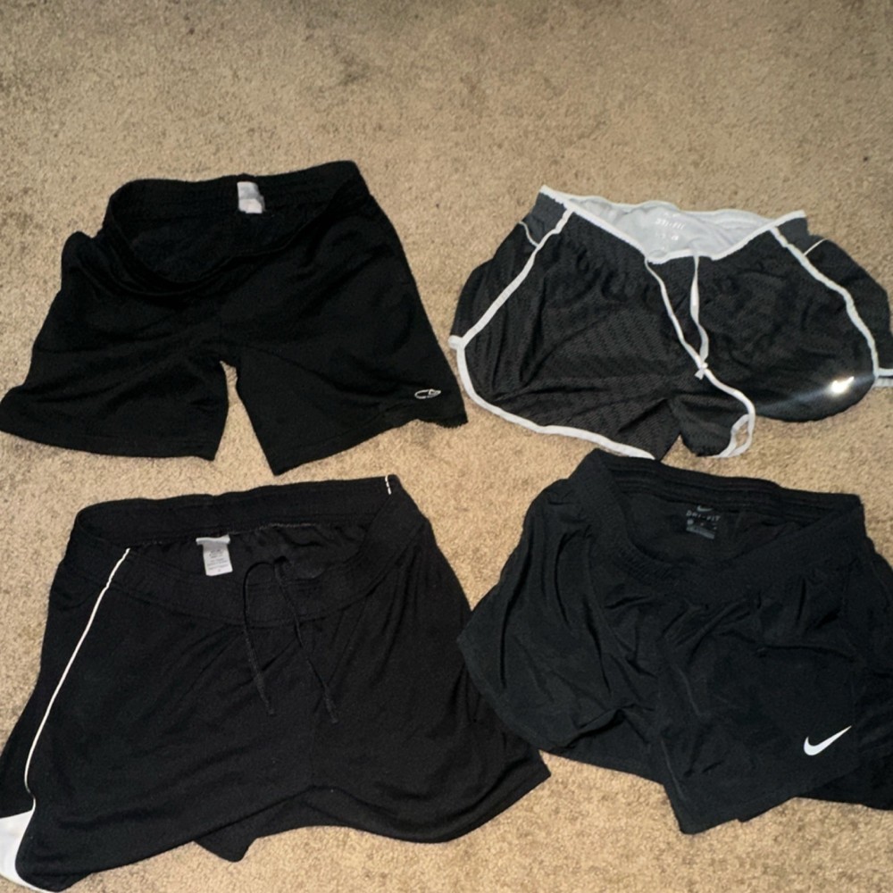 Nike Dri-FIT + Champion Women's Black Athletic Running Shorts Lot of 4