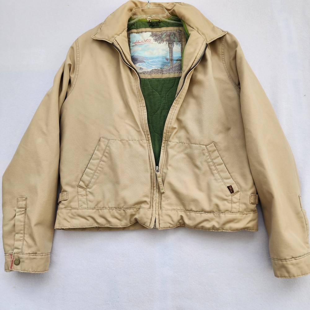 Hollister Co. Men's Large Tan Quilted Lined Work Jacket  Canvas Chore Coat