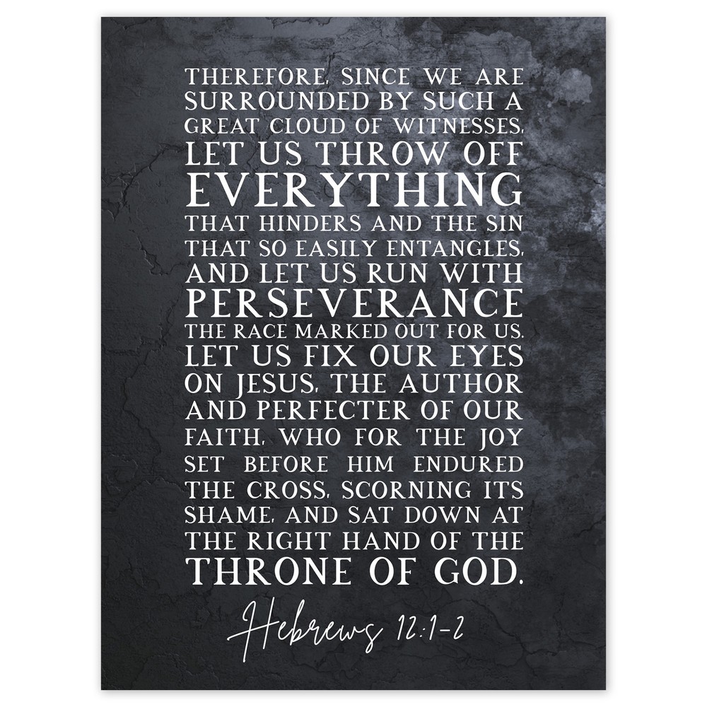 Hebrews 12 1-2 Fix Your Eyes on Jesus Bible Verse Art Print 18x24 Inches Large Christian Wall Decor  