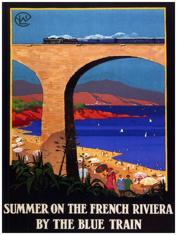 Vintage French Riviera Summer Travel Poster - Railroad Decor Art 1542