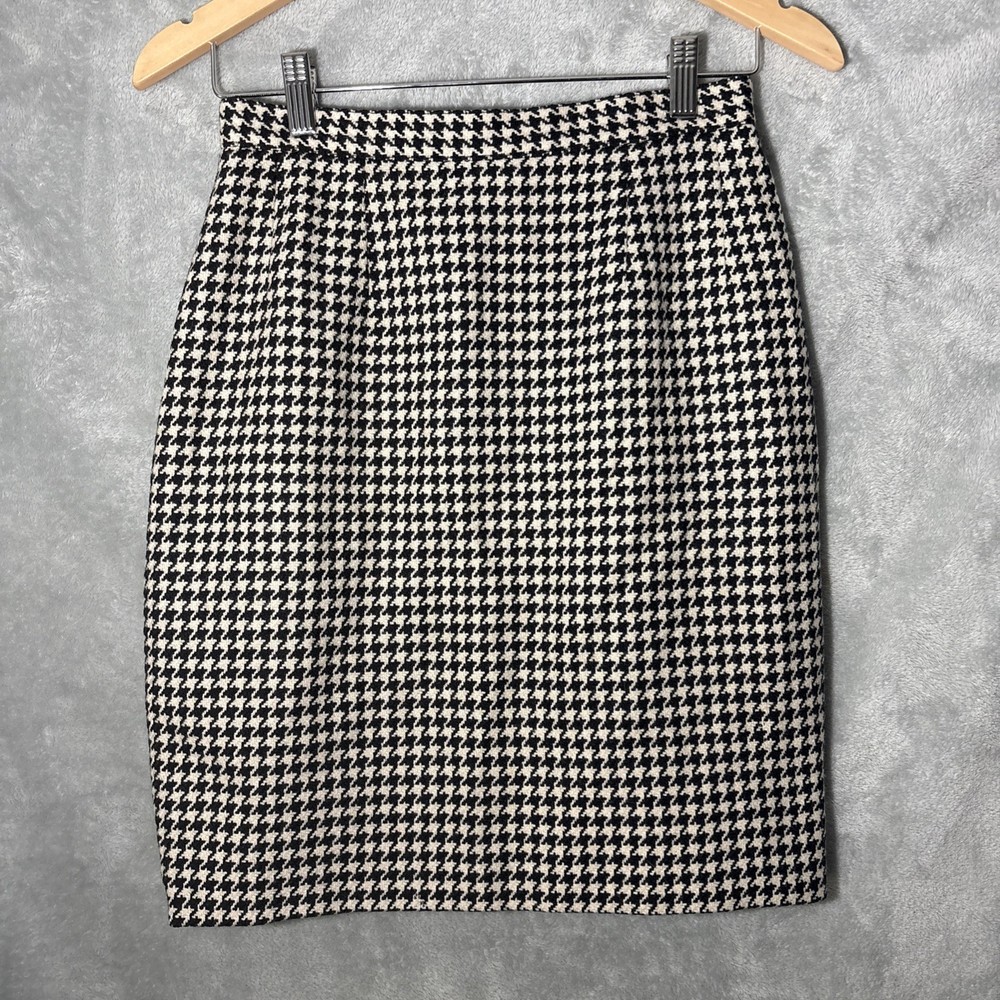 Vintage Guy Laroche Houndstooth Wool Pencil Skirt, Women’s Size 2-4 (27” Waist)