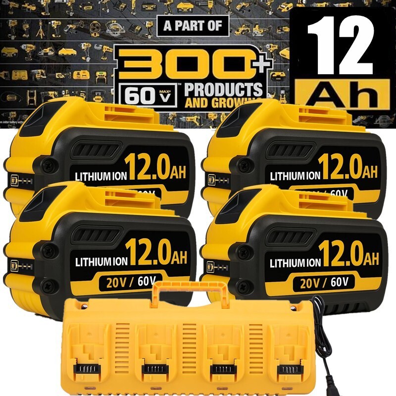 20V/60V MAX FLEXVOLT 12Ah 9Ah DEWALT DCB612 Battery with 4-Port Charger