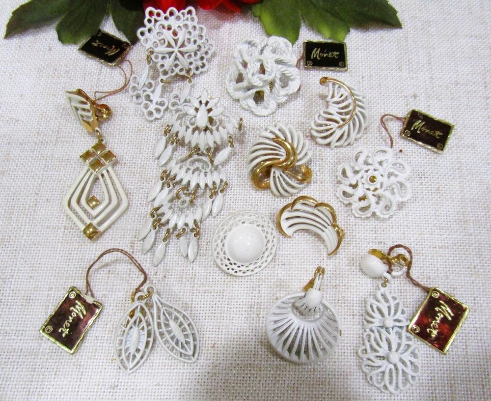 Lot of Vintage Monet Gold-Plated SINGLE Earrings Mid-Century 1950's 1960's