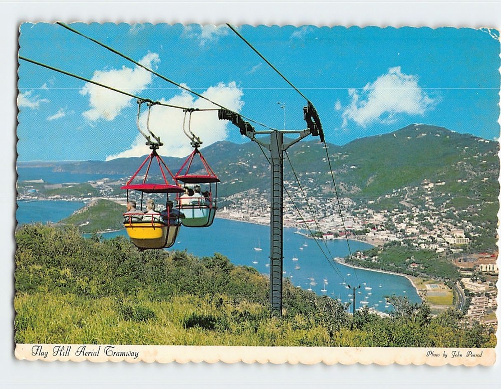 Postcard Flag Hill Aerial Tramway St. Thomas US Virgin Islands