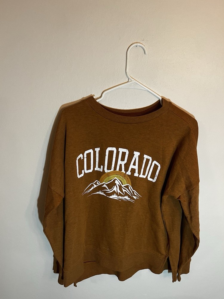 Colorado Colsie Sweatshirt Women’s XS French Terry Lounge Gorpcore Tan Casual