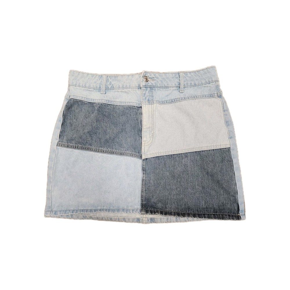 Wild Fable Denim Mini Skirt Patchwork Size 12 Retro Fun Boho Western