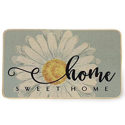 Spring Welcome Doormat with Summer Daisy Design for Seasonal Holiday Decor