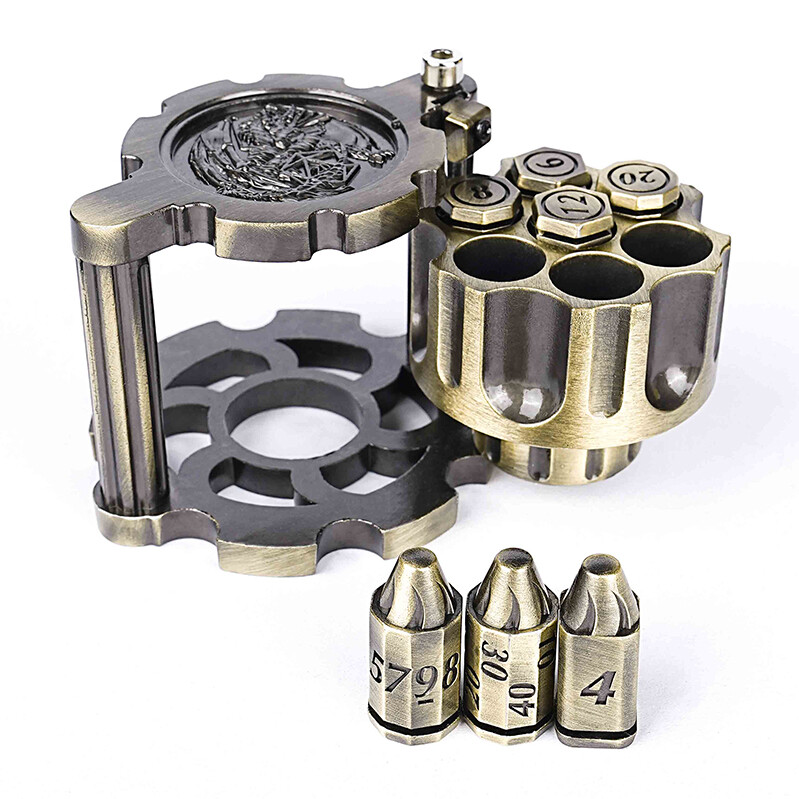 DND Metal Multi-Sided Bullet Dice Set For Dungeons and Dragons Bronze