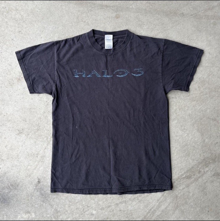 Vintage Halo 3 T-Shirt Size Medium Xbox 360 Video Game Promo Solid Black Y2K