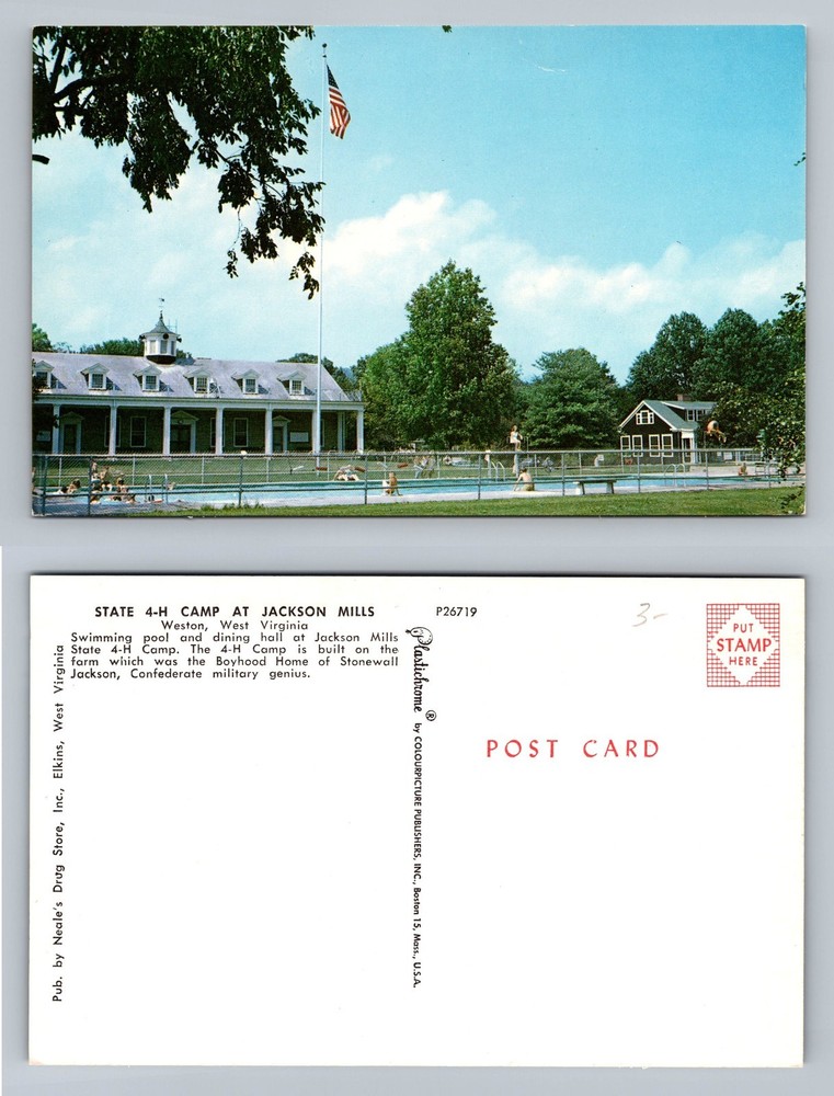 Weston, WV-West Virginia, 4H Camp Pool Jackson Mills Area Scene Vintage Postcard