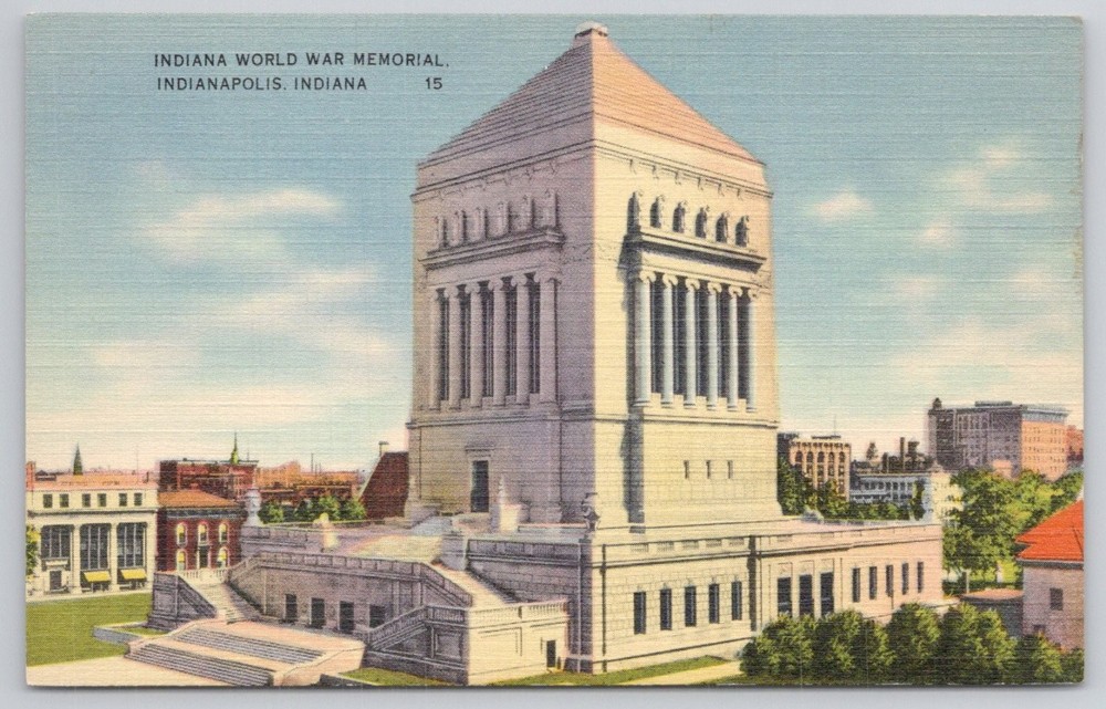 Indiana World War Memorial Indianapolis Tichnor Bros Linen Postcard