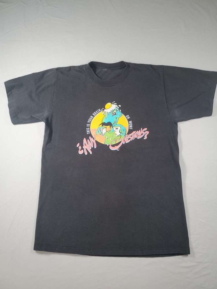 Vintage 90s This Is Your Brain On WQMF 95.7 Drugs Tshirt Louisville Rock