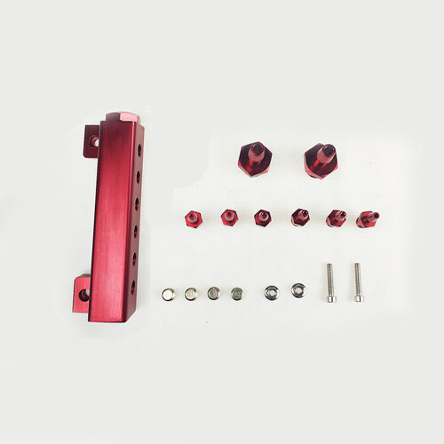 6 Port Vacuum Block Intake Manifold Kit Fuel Gas Wastegate Turbo Boost Red