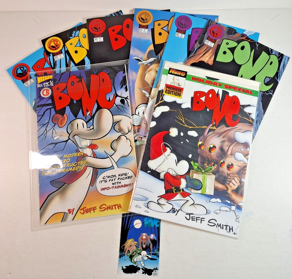 Bone, Cartoon Books #28-33 +Hero Holiday Special +Wizard 13 1/2, 1997