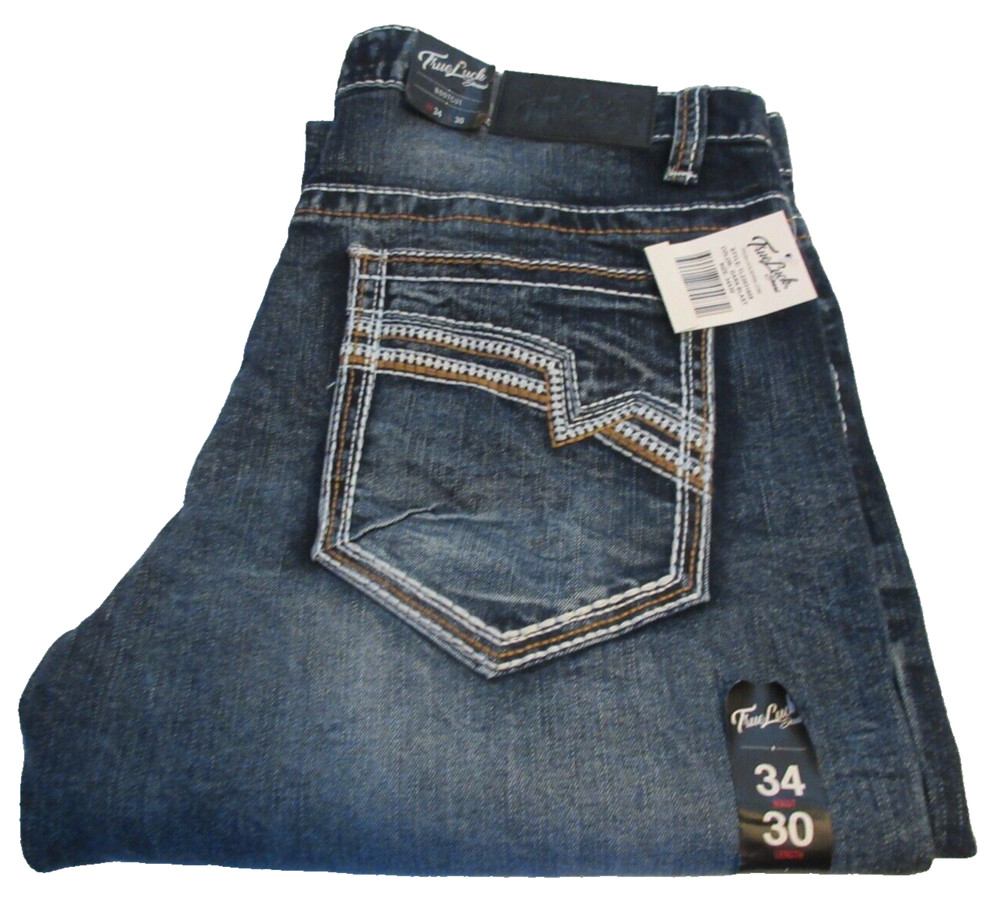 True Luck Jeans Men's Bootcut Fit Jeans Size W34/L30